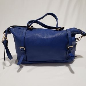 Ora Delphine Blue Leather Crossbody Satchel Purse